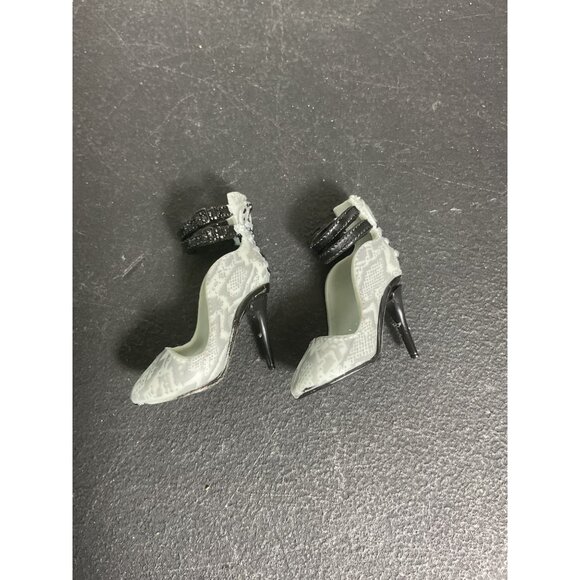Rainbow High Doll Gray & Black Lace Pattern High Heel Shoes Accessories - Picture 2 of 3